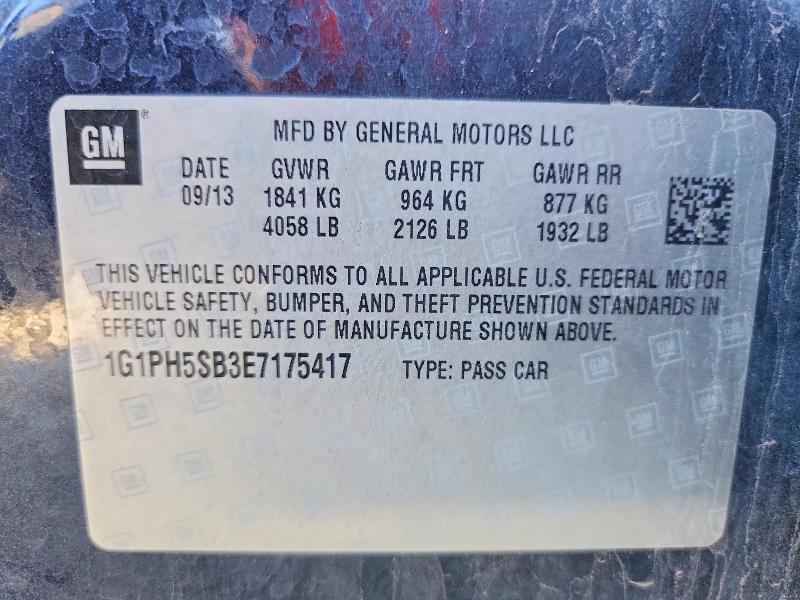 2014 Chevrolet Cruze მანქანა იყიდება აუქციონზე, vin: 1G1PH5SB3E7175417, აუქციონის ნომერი: 56625426