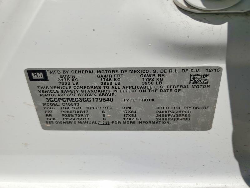 Продаж на аукціоні авто 2016 Chevrolet Silverado, vin: 3GCPCREC3GG179640, номер лоту: 57424266