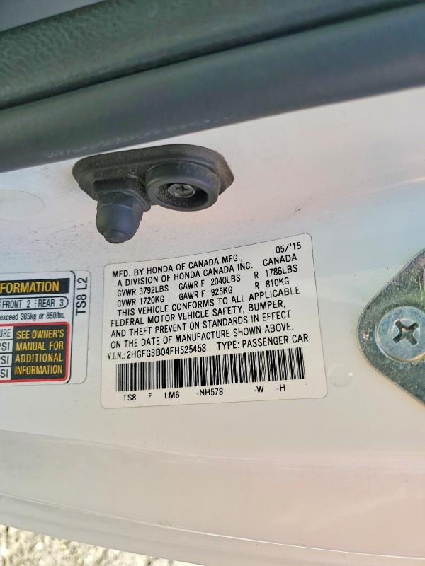 55717296 :رقم المزاد ، 2HGFG3B04FH525458 vin ، 2015 Honda Civic مزاد بيع