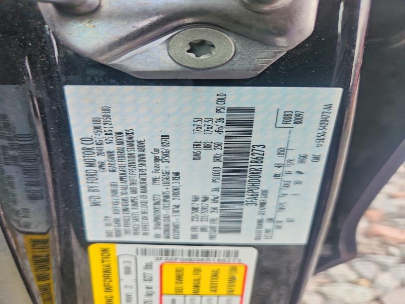 56336796 :رقم المزاد ، 3FA6P0HD0KR186273 vin ، 2019 Ford Fusion مزاد بيع