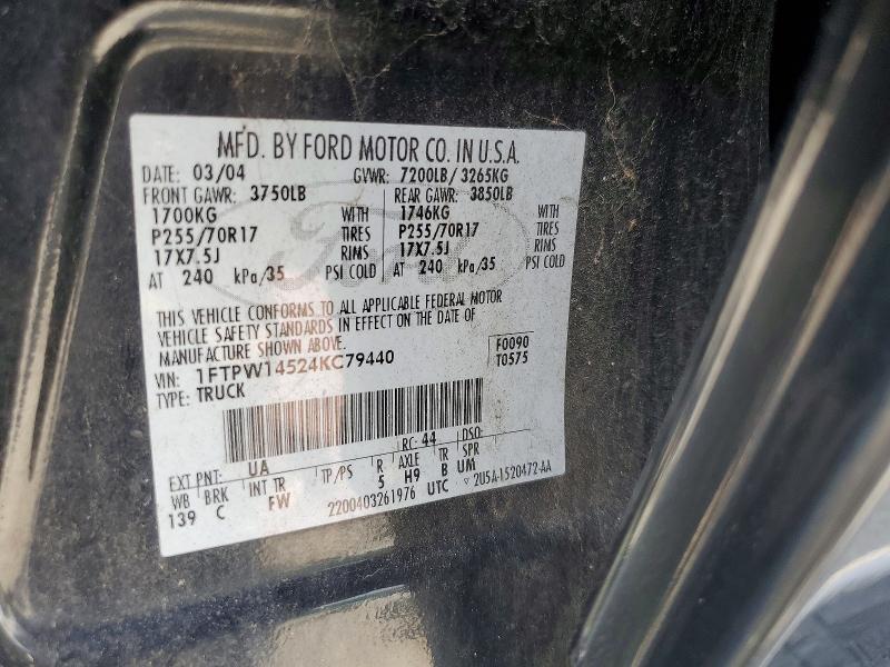 Aukcja sprzedaży 2004 Ford F150, vin: 1FTPW14524KC79440, numer aukcji: 55742116