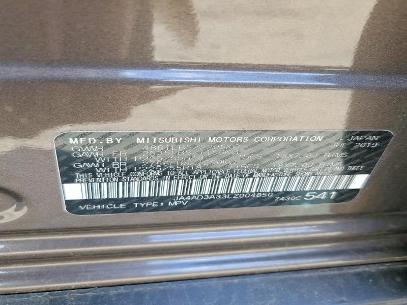 Aukcja sprzedaży 2020 Mitsubishi Outlander, vin: JA4AD3A33LZ004850, numer aukcji: 57132786