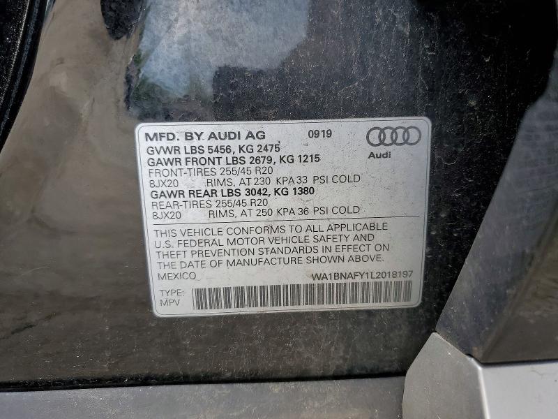 56098696 :رقم المزاد ، WA1BNAFY1L2018197 vin ، 2020 Audi Q5 مزاد بيع