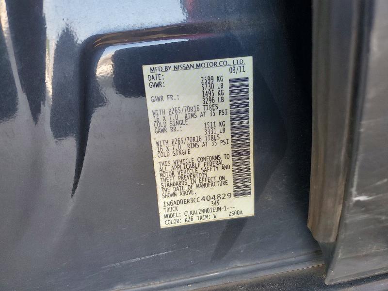 2012 Nissan Frontier მანქანა იყიდება აუქციონზე, vin: 1N6AD0ER3CC404829, აუქციონის ნომერი: 41632046