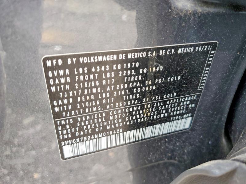 Aukcja sprzedaży 2022 Volkswagen Taos, vin: 3VVCX7B24NM015428, numer aukcji: 58160266