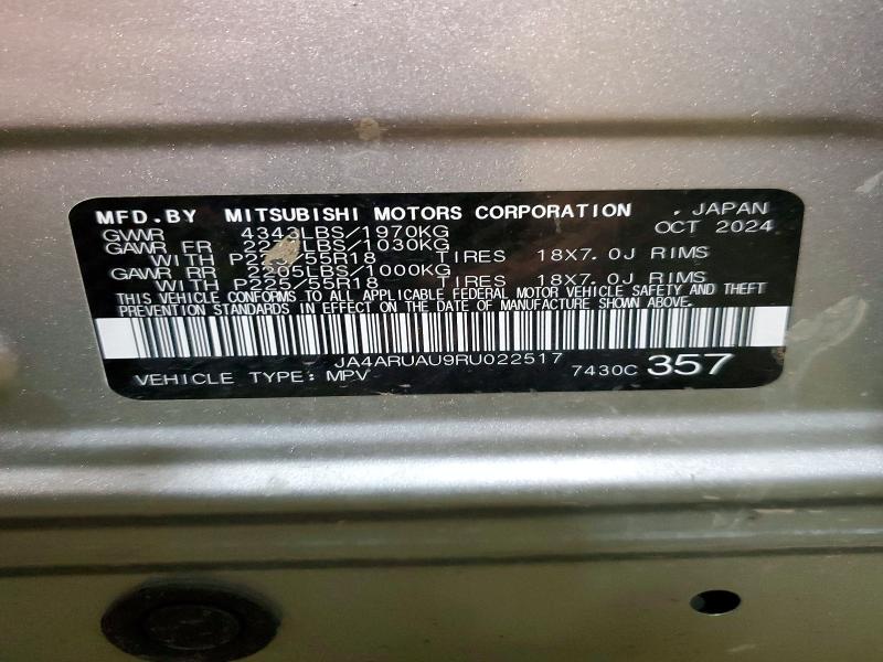 2024 Mitsubishi Outlander Sport მანქანა იყიდება აუქციონზე, vin: JA4ARUAU9RU022517, აუქციონის ნომერი: 58638446