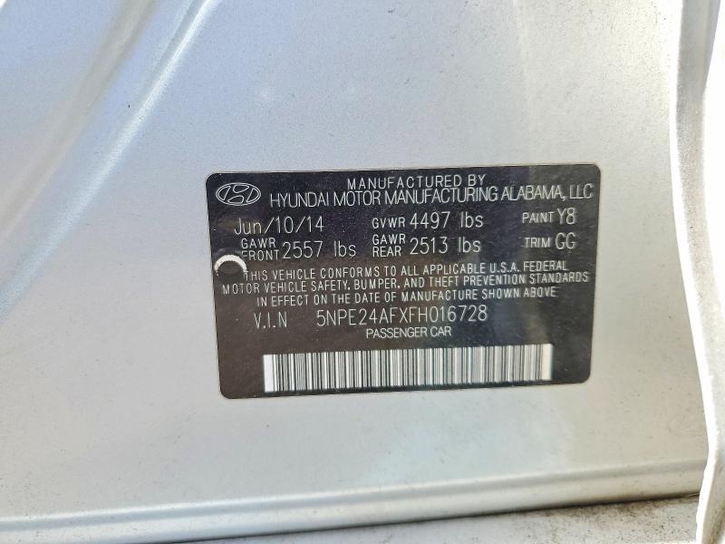 57845676 :رقم المزاد ، 5NPE24AFXFH016728 vin ، 2015 Hyundai Sonata مزاد بيع