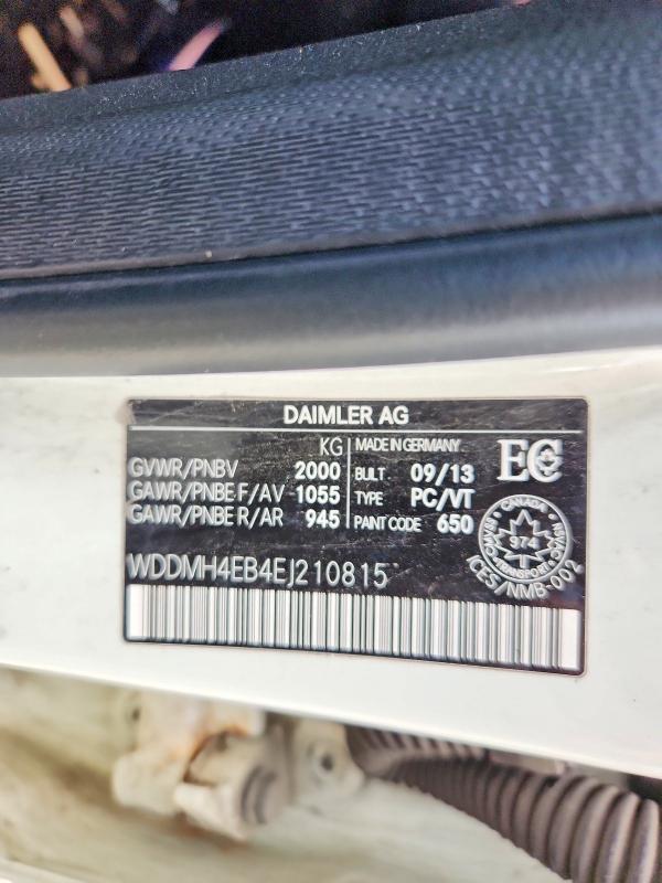 57243836 :رقم المزاد ، WDDMH4EB4EJ210815 vin ، 2014 Mercedes-benz B250 مزاد بيع