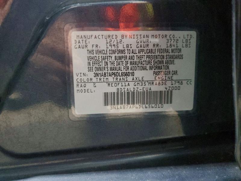 Продажа на аукционе авто 2013 Nissan Sentra, vin: 3N1AB7AP6DL656010, номер лота: 55566856