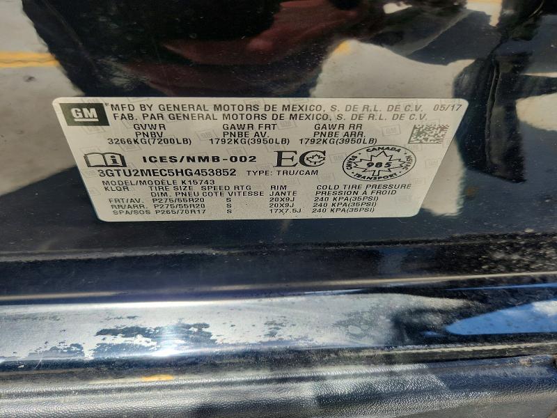 2017 Gmc Sierra მანქანა იყიდება აუქციონზე, vin: 3GTU2MEC5HG453852, აუქციონის ნომერი: 58825676