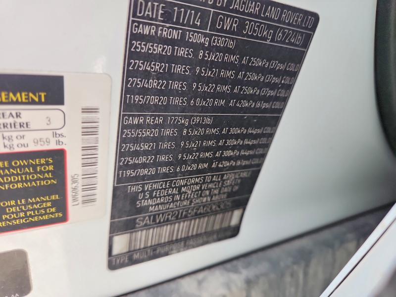 Продажа на аукционе авто 2015 Land Rover Range Rover Sport, vin: SALWR2TF5FA606305, номер лота: 56768996