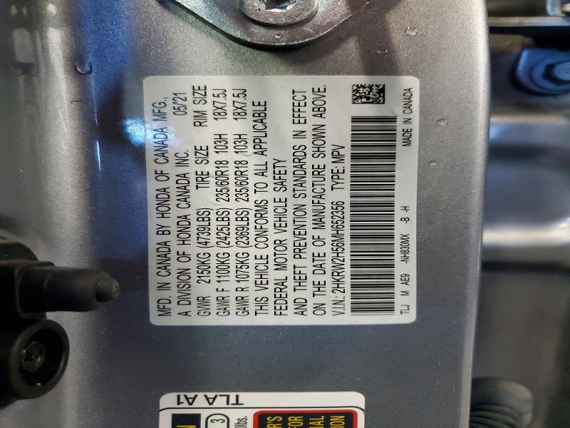 Продаж на аукціоні авто 2021 Honda Cr-v, vin: 2HKRW2H56MH652356, номер лоту: 56190886