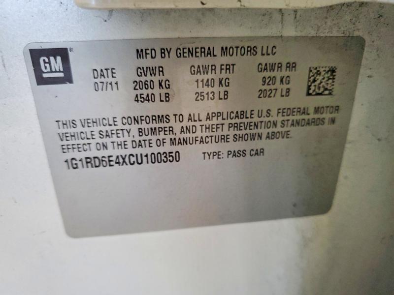 Aukcja sprzedaży 2012 Chevrolet Volt, vin: 1G1RD6E4XCU100350, numer aukcji: 57239516
