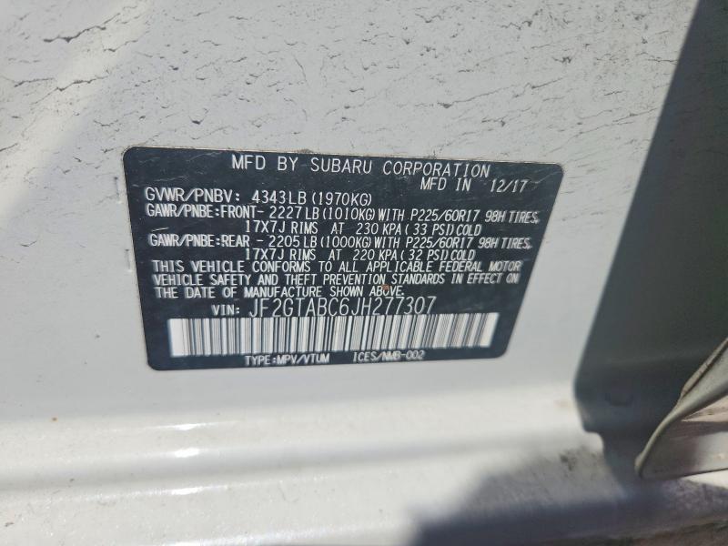58184466 :رقم المزاد ، JF2GTABC6JH277307 vin ، 2018 Subaru Crosstrek مزاد بيع