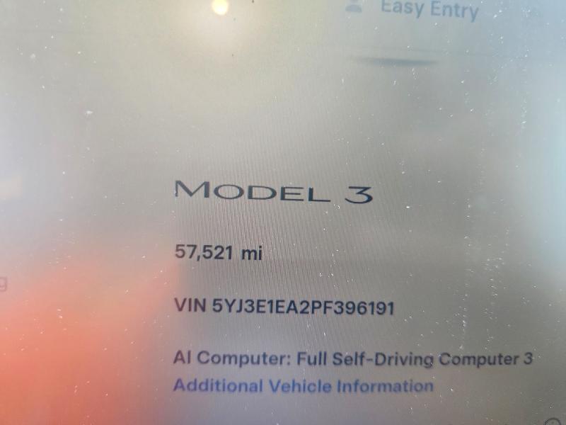 2023 Tesla Model 3 მანქანა იყიდება აუქციონზე, vin: 5YJ3E1EA2PF396191, აუქციონის ნომერი: 54714256