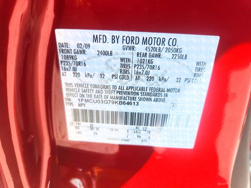 Продажа на аукционе авто 2009 Ford Escape, vin: 1FMCU03G79KB64613, номер лота: 59136796