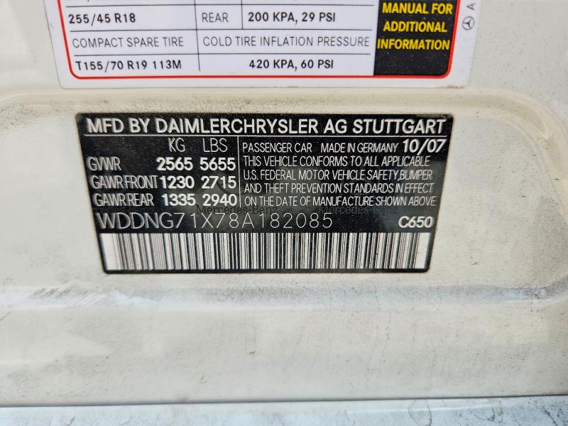 2008 Mercedes-benz S მანქანა იყიდება აუქციონზე, vin: WDDNG71X78A182085, აუქციონის ნომერი: 58438236