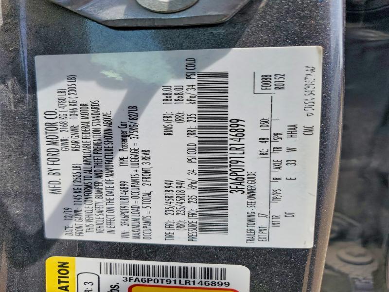 Продажа на аукционе авто 2020 Ford Fusion, vin: 3FA6P0T91LR146899, номер лота: 58076046