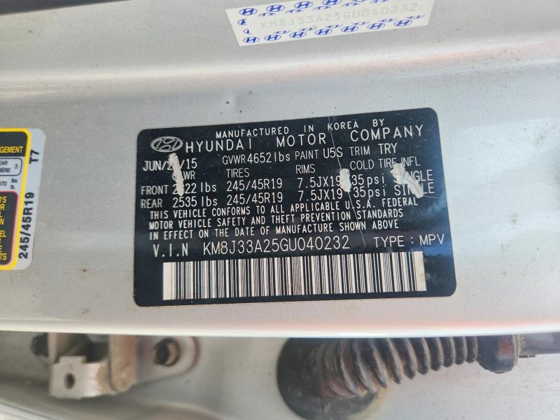 57066176 :رقم المزاد ، KM8J33A25GU040232 vin ، 2016 Hyundai Tucson مزاد بيع
