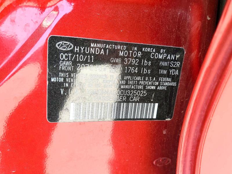 Продаж на аукціоні авто 2012 Hyundai Elantra, vin: KMHDH4AE0CU325025, номер лоту: 57874736