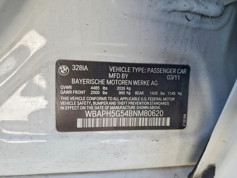 56241896 :رقم المزاد ، WBAPH5G54BNM80620 vin ، 2011 Bmw 3-series 328i 4d Sed مزاد بيع