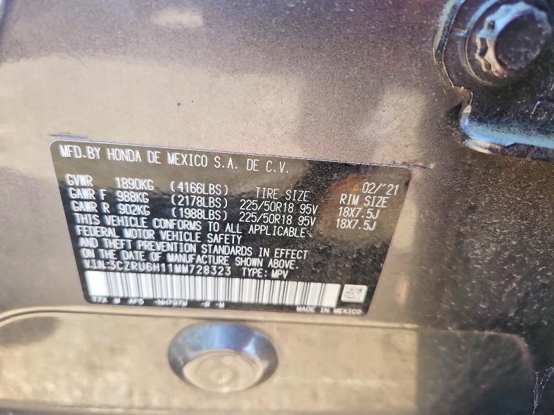 58206906 :رقم المزاد ، 3CZRU6H11MM728323 vin ، 2021 Honda Hr-v مزاد بيع