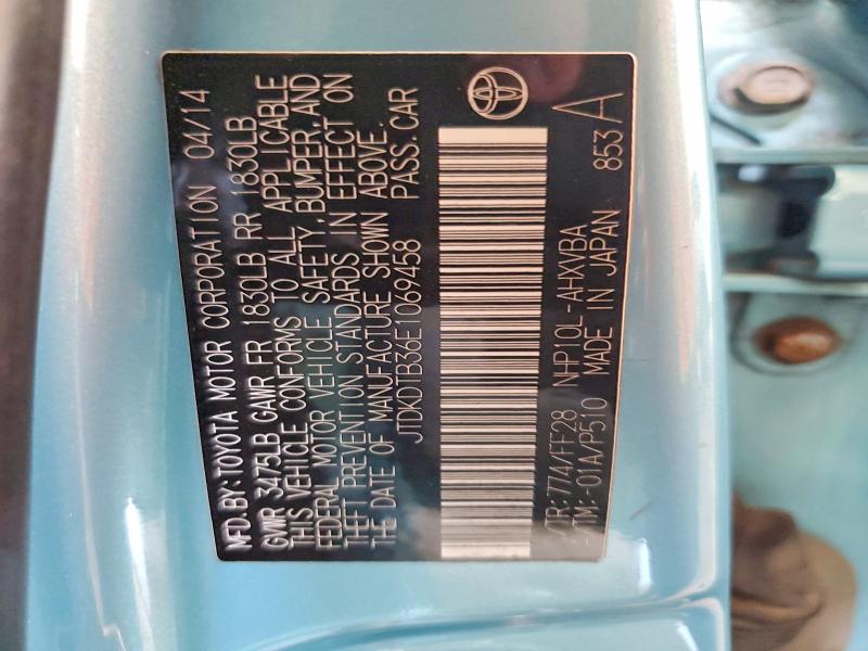 Aukcja sprzedaży 2014 Toyota Prius C, vin: JTDKDTB36E1069458, numer aukcji: 57488176