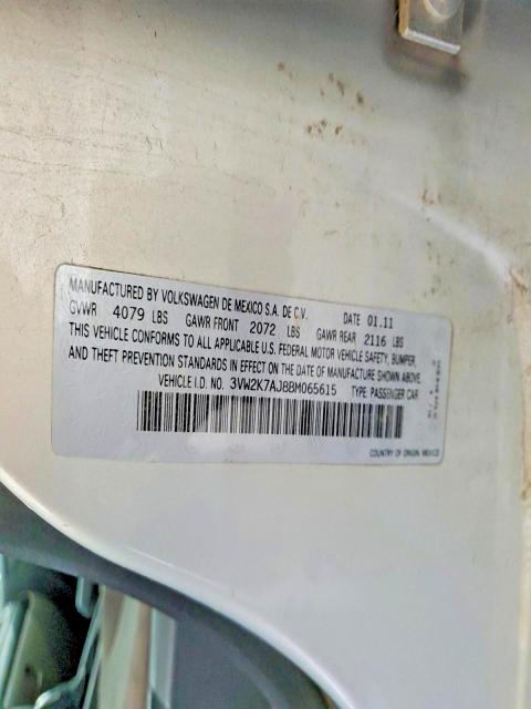 Продажа на аукционе авто 2011 Volkswagen Jetta, vin: 3VW2K7AJ8BM065615, номер лота: 56499856