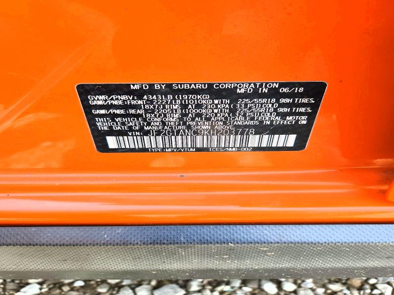 Aukcja sprzedaży 2019 Subaru Crosstrek, vin: JF2GTANC9KH203778, numer aukcji: 57492036