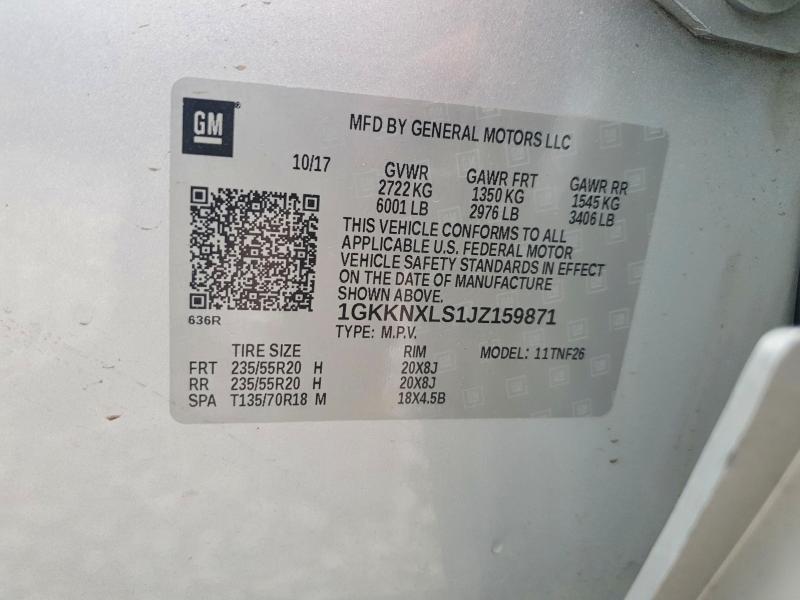 56064286 :رقم المزاد ، 1GKKNXLS1JZ159871 vin ، 2018 Gmc Acadia مزاد بيع