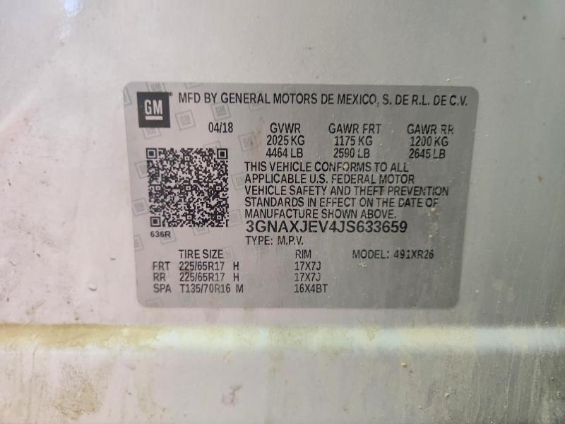 Продажа на аукционе авто 2018 Chevrolet Equinox, vin: 3GNAXJEV4JS633659, номер лота: 55752416