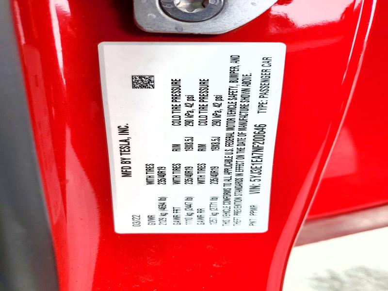 Продажа на аукционе авто 2022 Tesla Model 3, vin: 5YJ3E1EA7NF200646, номер лота: 56320746