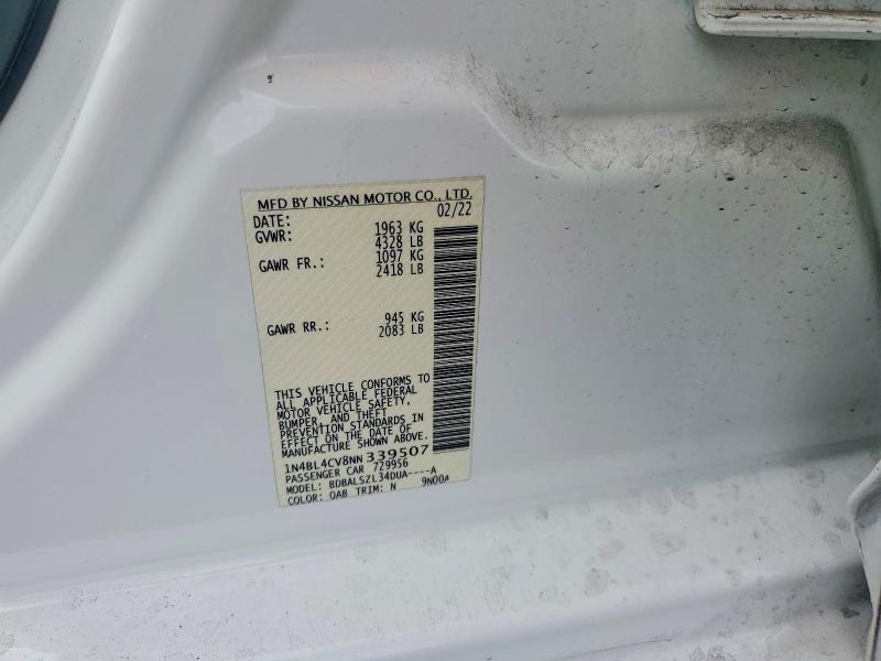 Aukcja sprzedaży 2022 Nissan Altima, vin: 1N4BL4CV8NN339507, numer aukcji: 56877016
