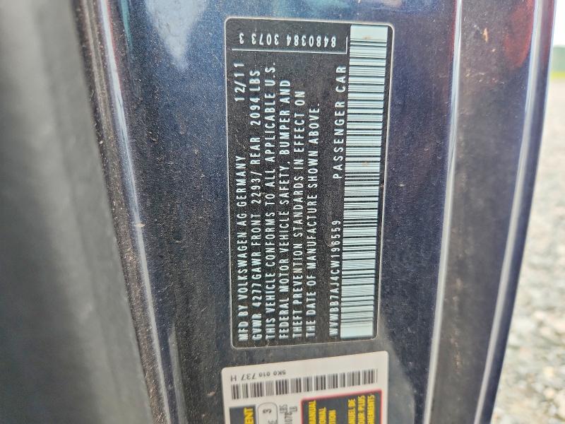 56576116 :رقم المزاد ، WVWBB7AJ4CW196559 vin ، 2012 Volkswagen Golf مزاد بيع