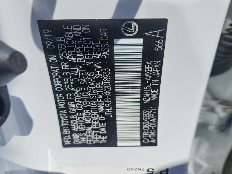Aukcja sprzedaży 2019 Lexus Ux, vin: JTHU9JBHXK2018933, numer aukcji: 57253446