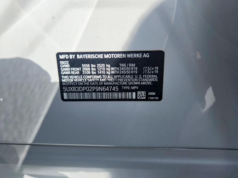 58390776 :رقم المزاد ، 5UX83DP02P9N64745 vin ، 2023 Bmw X3 مزاد بيع