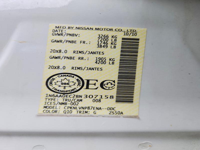 57861916 :رقم المزاد ، 1N6AA0EC2BN307158 vin ، 2011 Nissan Titan مزاد بيع