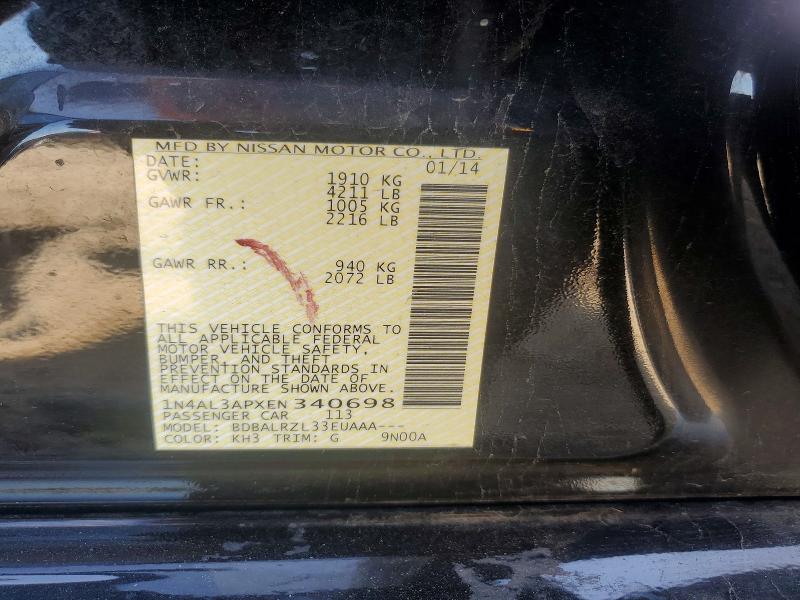 Продаж на аукціоні авто 2014 Nissan Altima, vin: 1N4AL3APXEN340698, номер лоту: 56628216