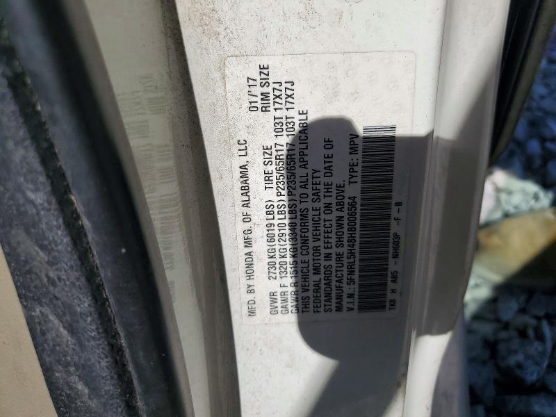 55783286 :رقم المزاد ، 5FNRL5H48HB006564 vin ، 2017 Honda Odyssey مزاد بيع