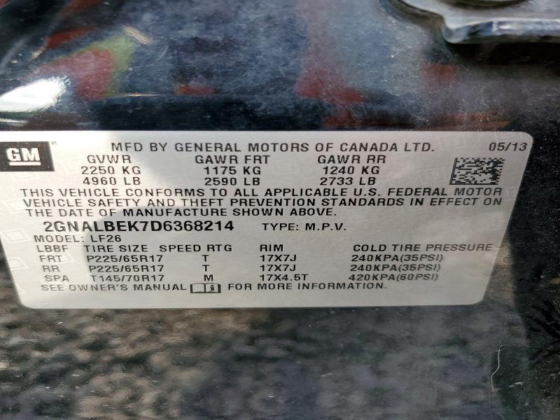 Продажа на аукционе авто 2013 Chevrolet Equinox, vin: 2GNALBEK7D6368214, номер лота: 59073836