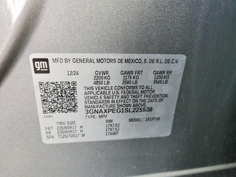 56948556 :رقم المزاد ، 3GNAXPEG1SL225538 vin ، 2025 Chevrolet Equinox مزاد بيع