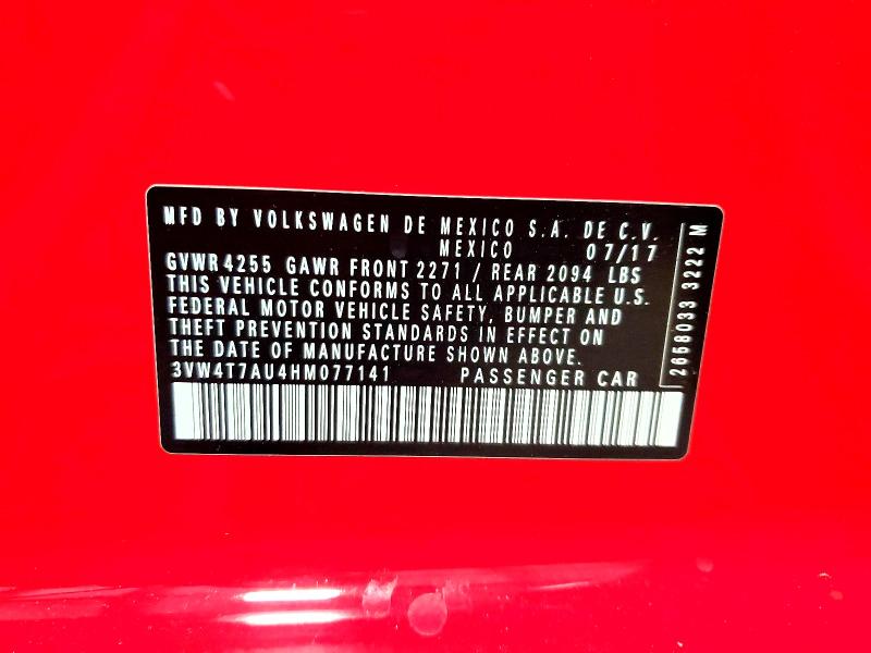57320906 :رقم المزاد ، 3VW4T7AU4HM077141 vin ، 2017 Volkswagen Gti مزاد بيع