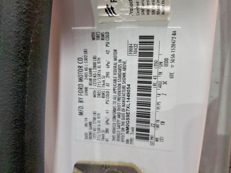52023196 :رقم المزاد ، NM0GS9E7XL1449054 vin ، 2020 Ford Transit Connect مزاد بيع