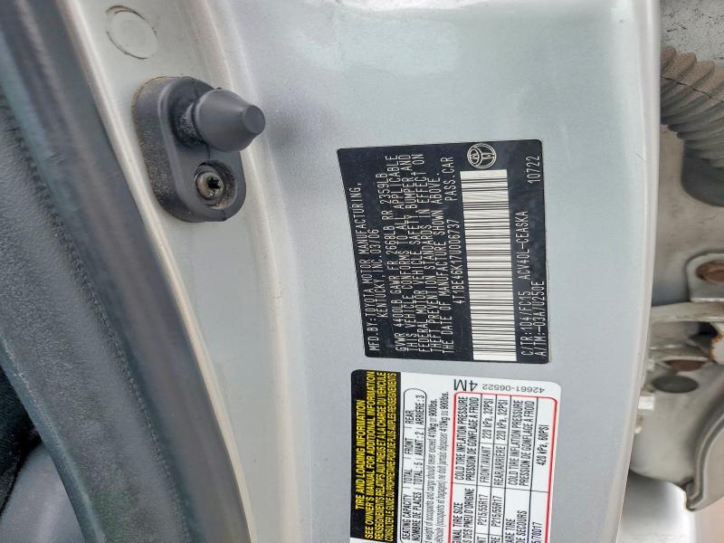 Продажа на аукционе авто 2007 Toyota Camry, vin: 4T1BE46K17U006737, номер лота: 56451626