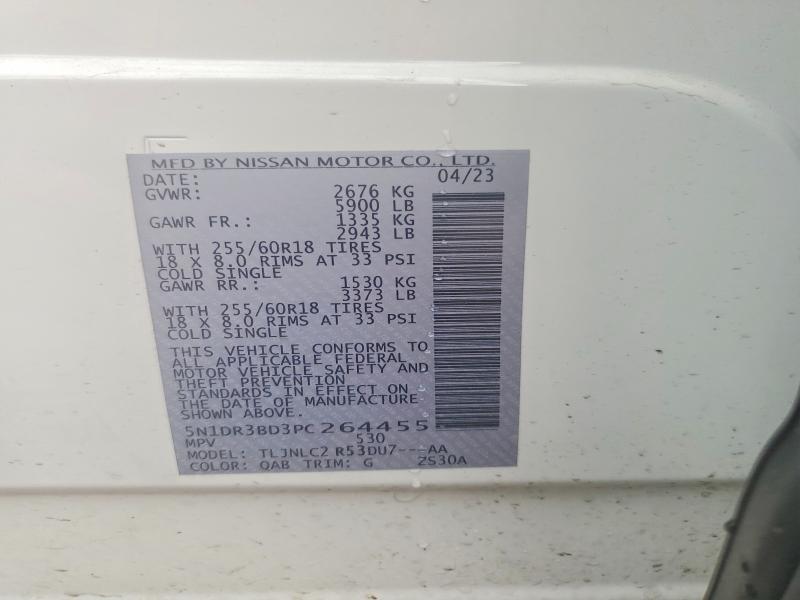 55158786 :رقم المزاد ، 5N1DR3BD3PC264455 vin ، 2023 Nissan Pathfinder مزاد بيع