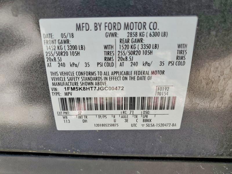 Продажа на аукционе авто 2018 Ford Explorer, vin: 1FM5K8HT7JGC00472, номер лота: 59124286