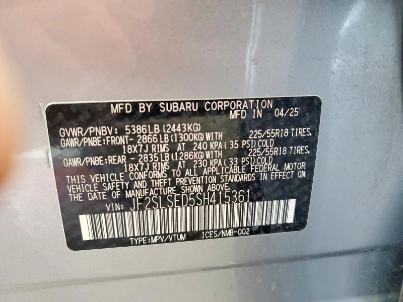 Продажа на аукционе авто 2025 Subaru Forester, vin: JF2SLSED5SH415361, номер лота: 58822706