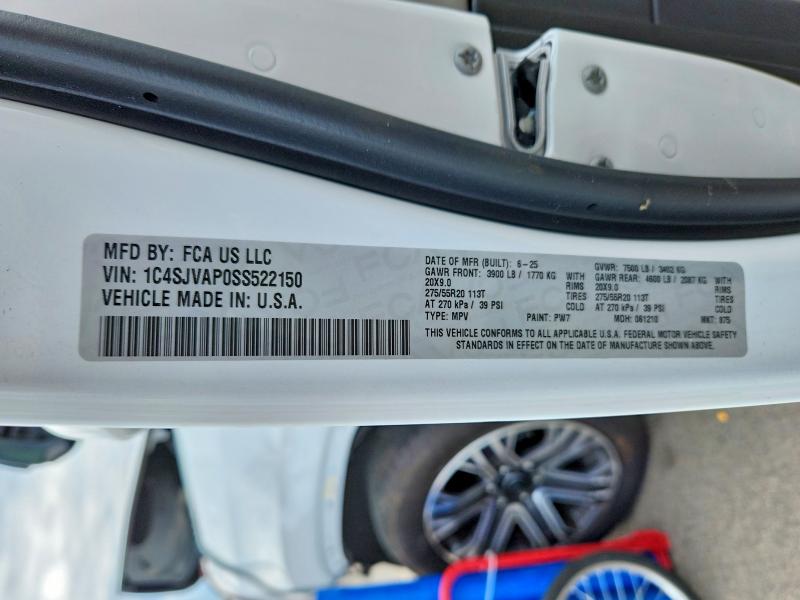 Продаж на аукціоні авто 2025 Jeep Wagoneer, vin: 1C4SJVAP0SS522150, номер лоту: 57621036