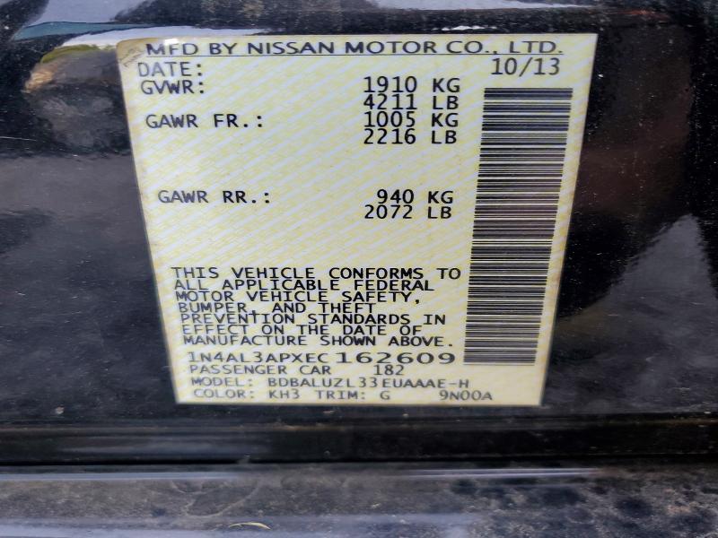 2014 Nissan Altima მანქანა იყიდება აუქციონზე, vin: 1N4AL3APXEC162609, აუქციონის ნომერი: 55959406