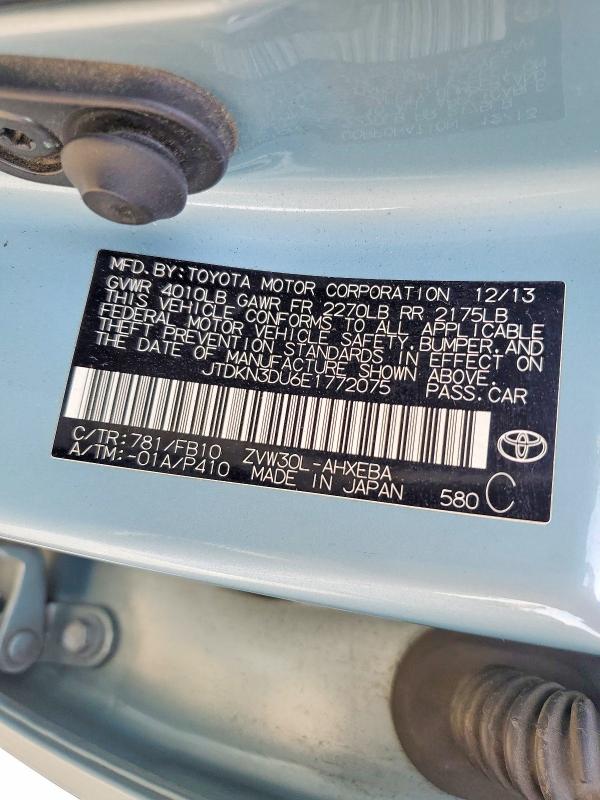 Продажа на аукционе авто 2014 Toyota Prius, vin: JTDKN3DU6E1772075, номер лота: 55814226